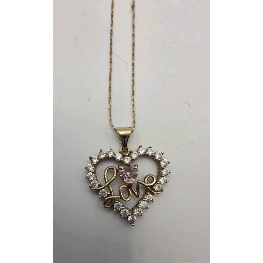 10k Gold Love Pendant and 22" 10k Chain Delicate Fine Jewelry 2 Grams Heng Ngai